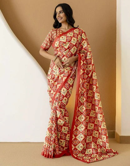 Wedding Wear Light Yellow Color Soft Silk Printed Saree