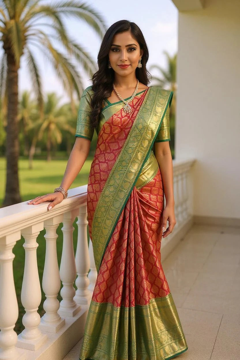 Wedding Wear Maroon Color Soft Silk Saree