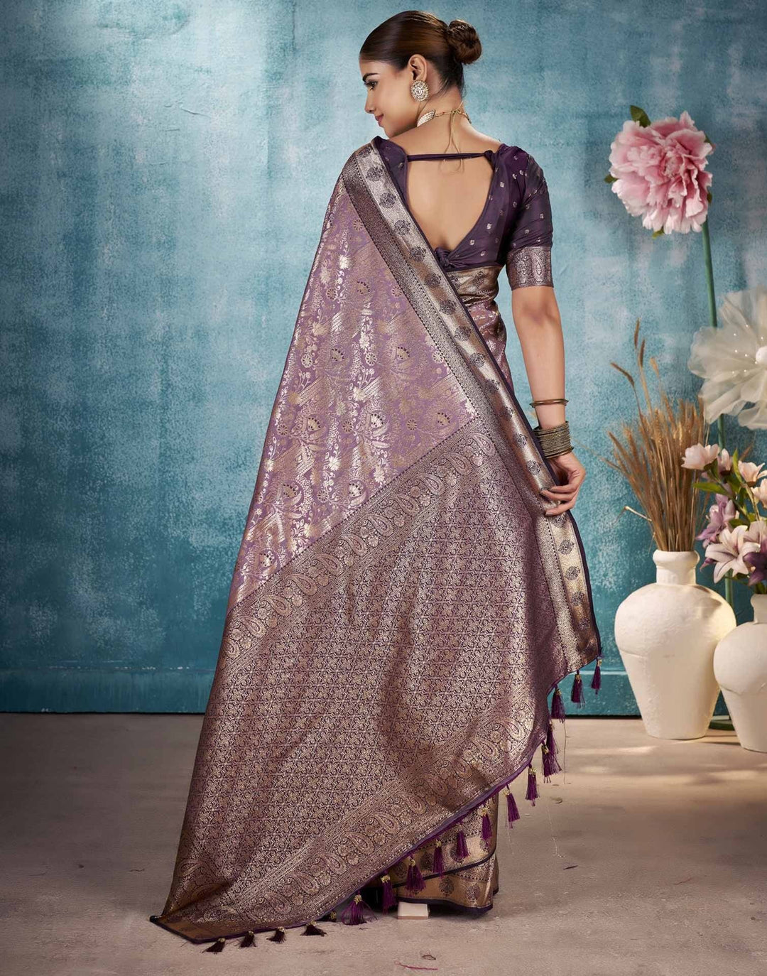 Wedding Wear Mauve Color Soft Silk Woven Saree