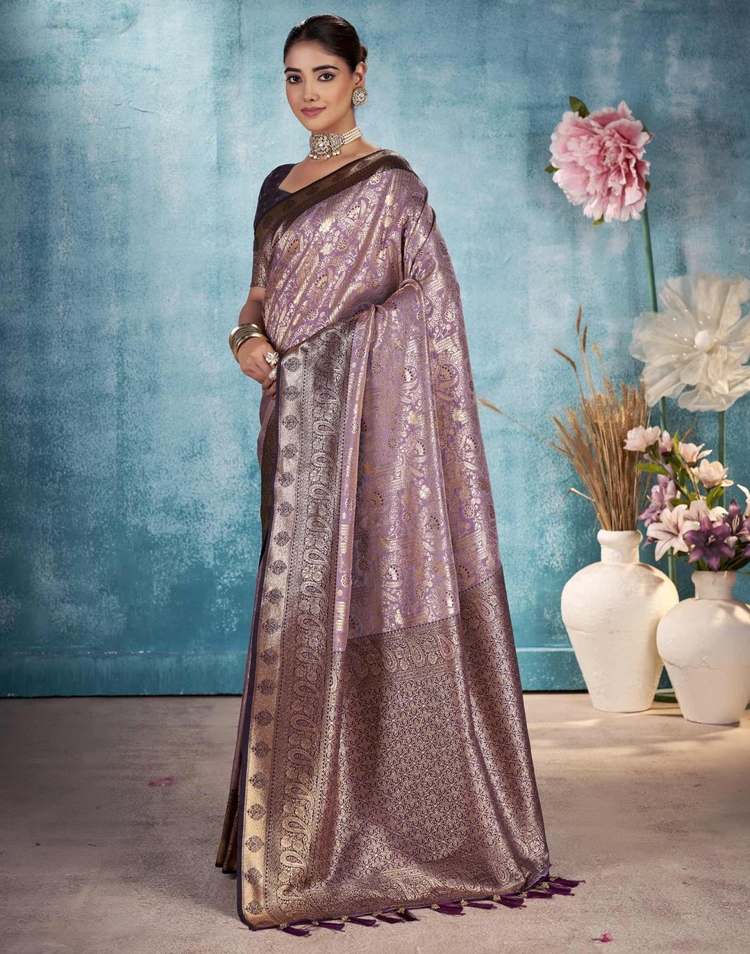 Wedding Wear Mauve Color Soft Silk Woven Saree