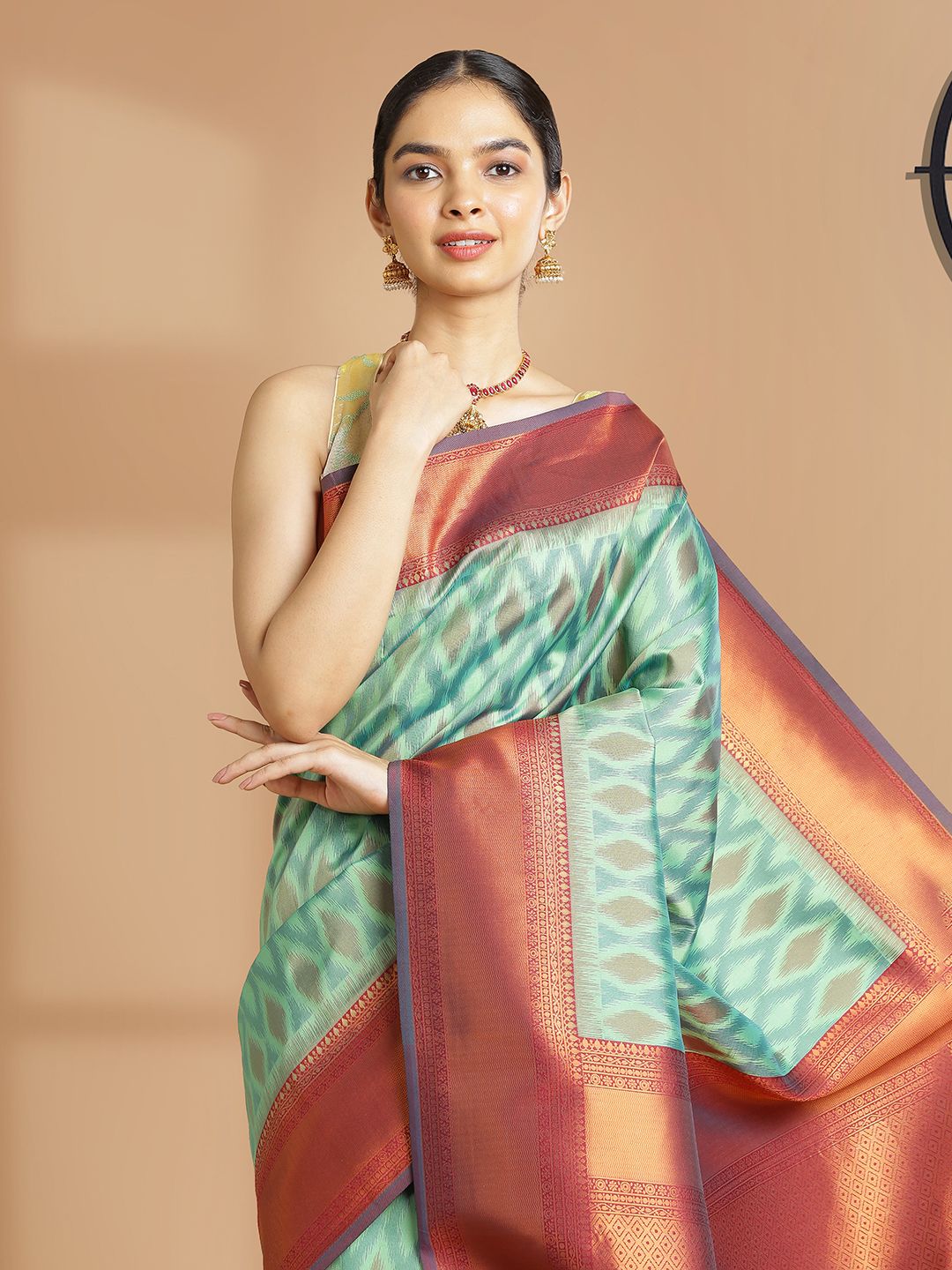 Wedding Wear Mint Green Color Soft Silk Saree With Maroon Border