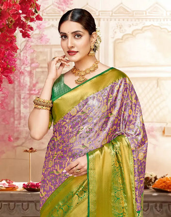 Wedding Wear Multi Color Tissue Silk Saree