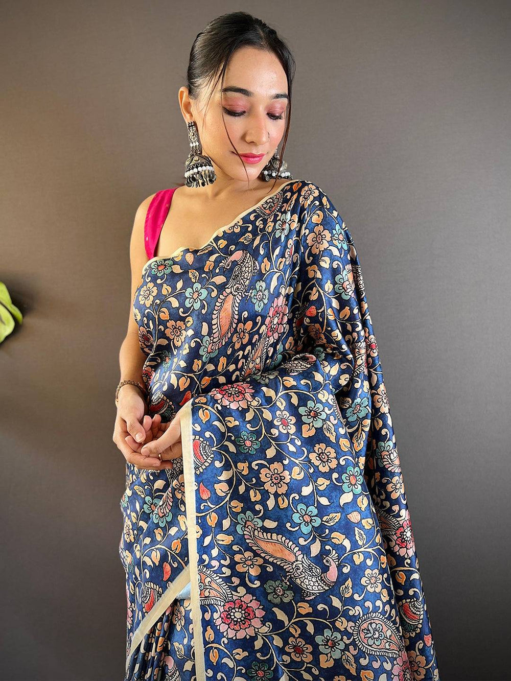 Wedding Wear Navy Blue Color Soft Silk Saree