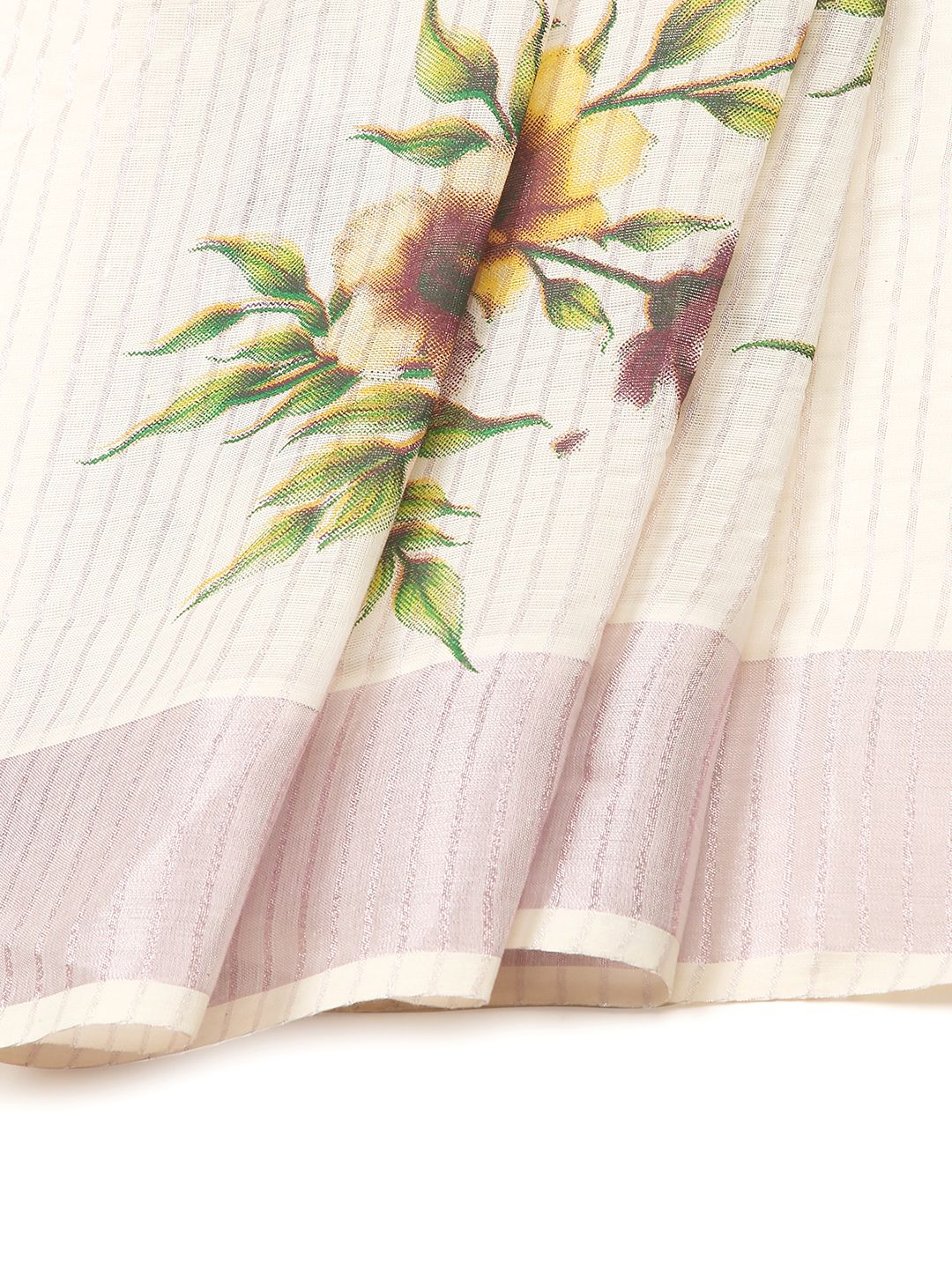 Wedding Wear Off White Color Cotton Soft Silk Saree
