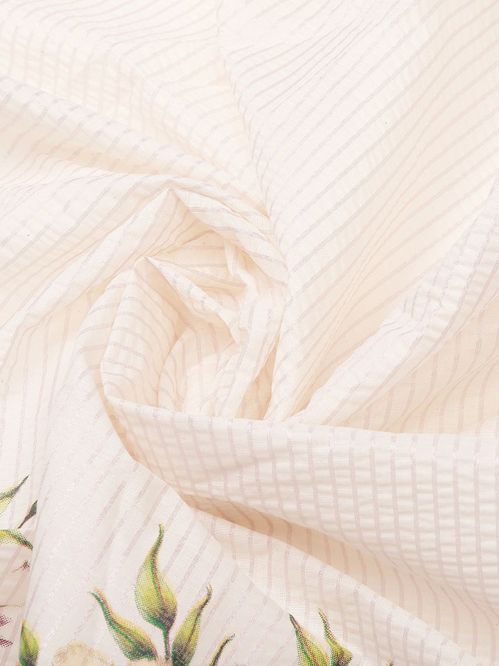 Wedding Wear Off White Color Cotton Soft Silk Saree