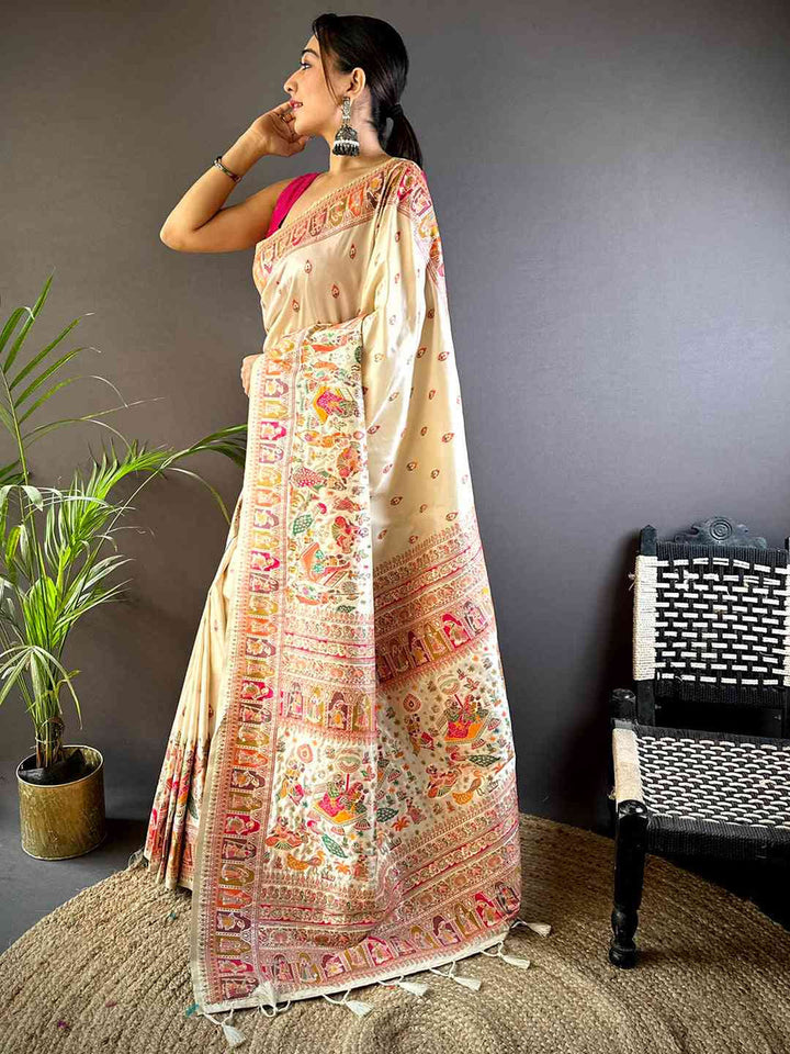 Wedding Wear Off White Color Soft Silk Saree