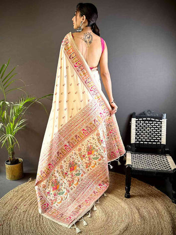 Wedding Wear Off White Color Soft Silk Saree