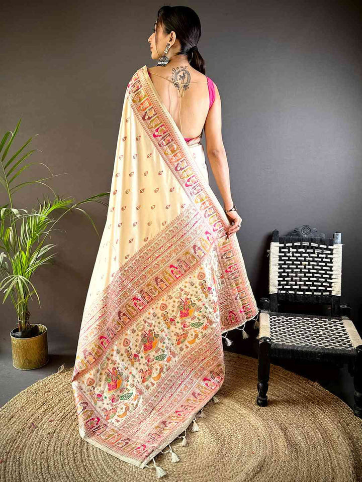 Wedding Wear Off White Color Soft Silk Saree