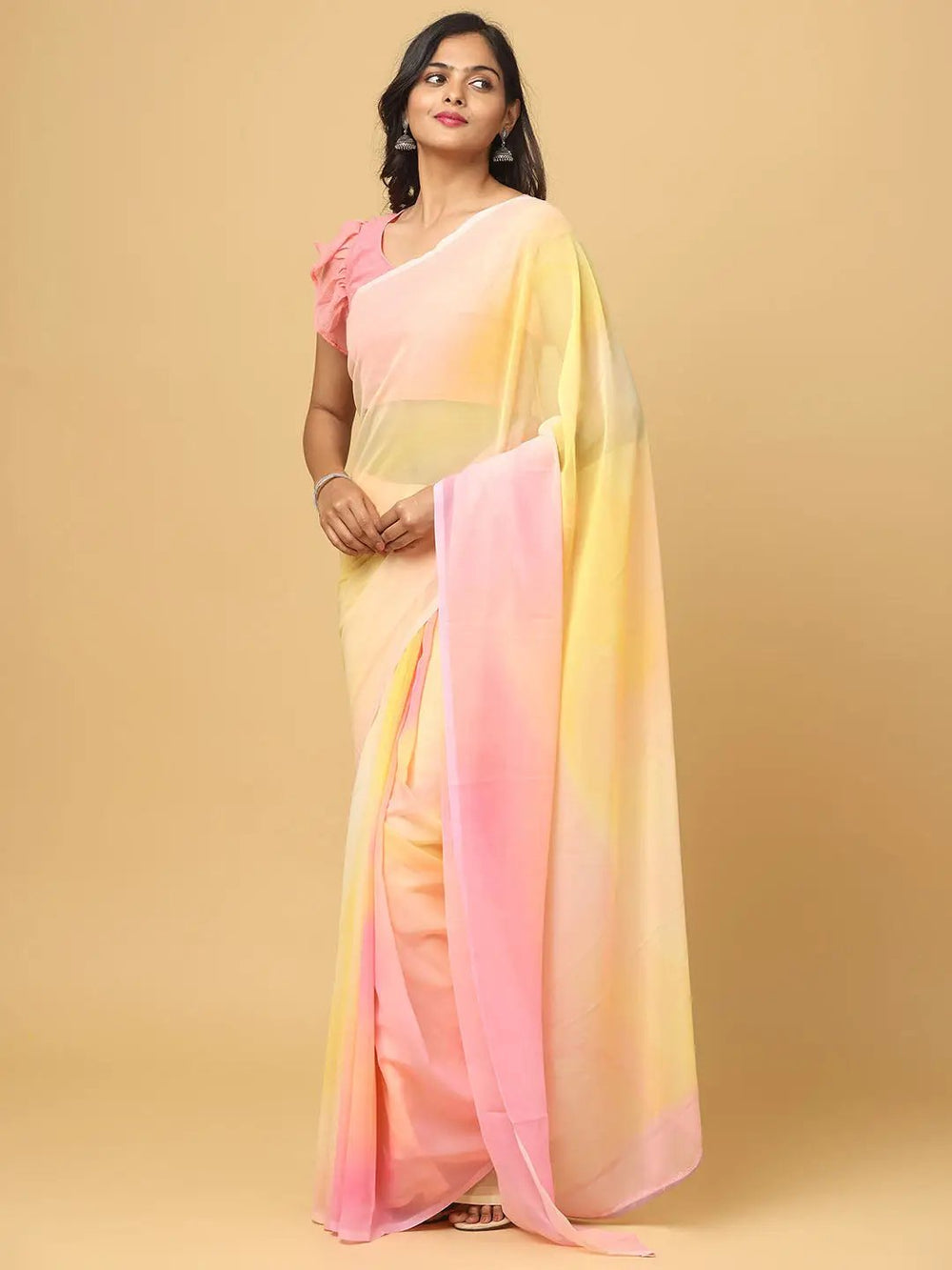 Wedding Wear Ombre Color Soft Silk Saree