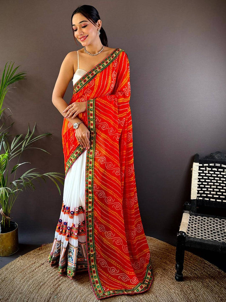 Wedding Wear Orange Color Soft Silk Saree