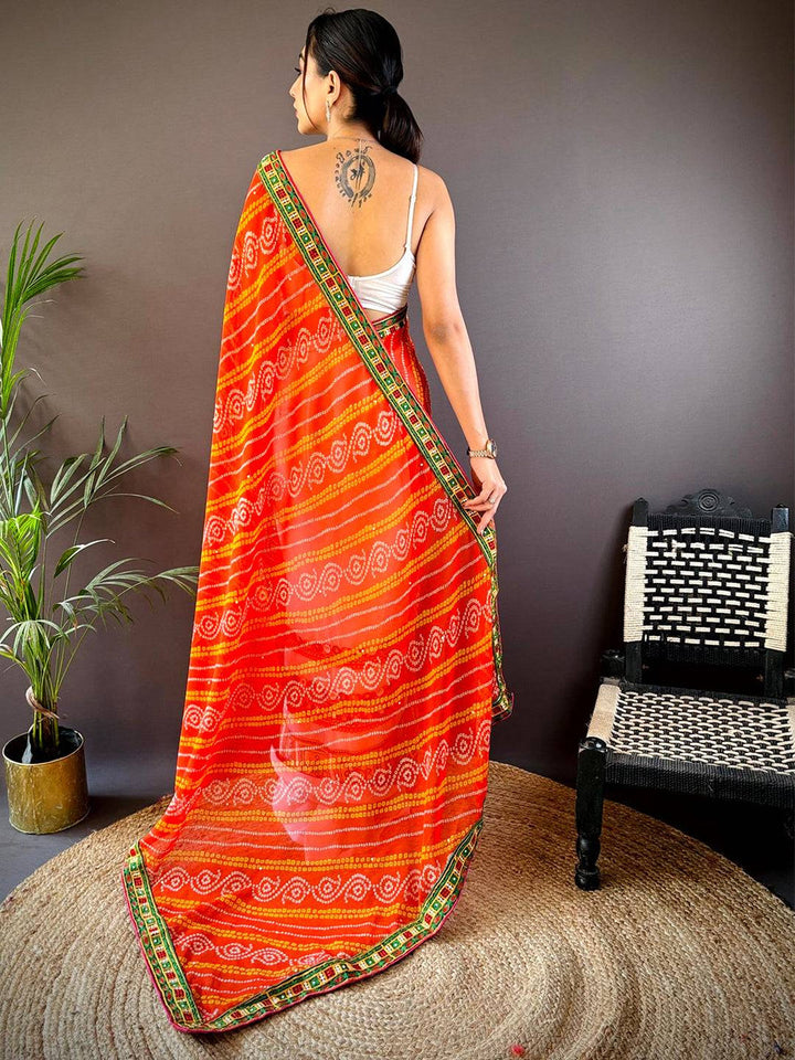 Wedding Wear Orange Color Soft Silk Saree