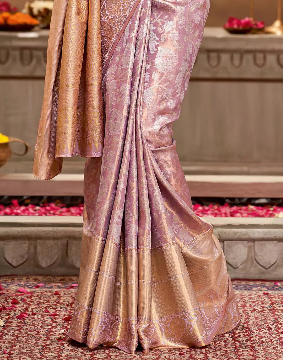 Wedding Wear Peach Color Soft Silk Saree
