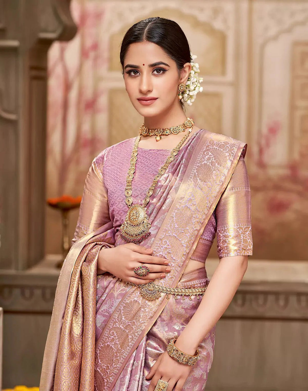 Wedding Wear Peach Color Soft Silk Saree