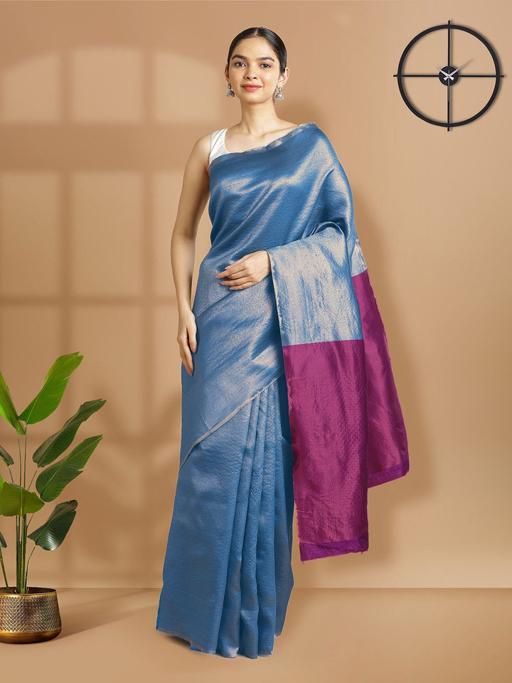 Wedding Wear Peacock Blue Color Soft Silk Saree