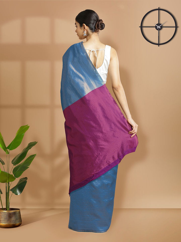 Wedding Wear Peacock Blue Color Soft Silk Saree