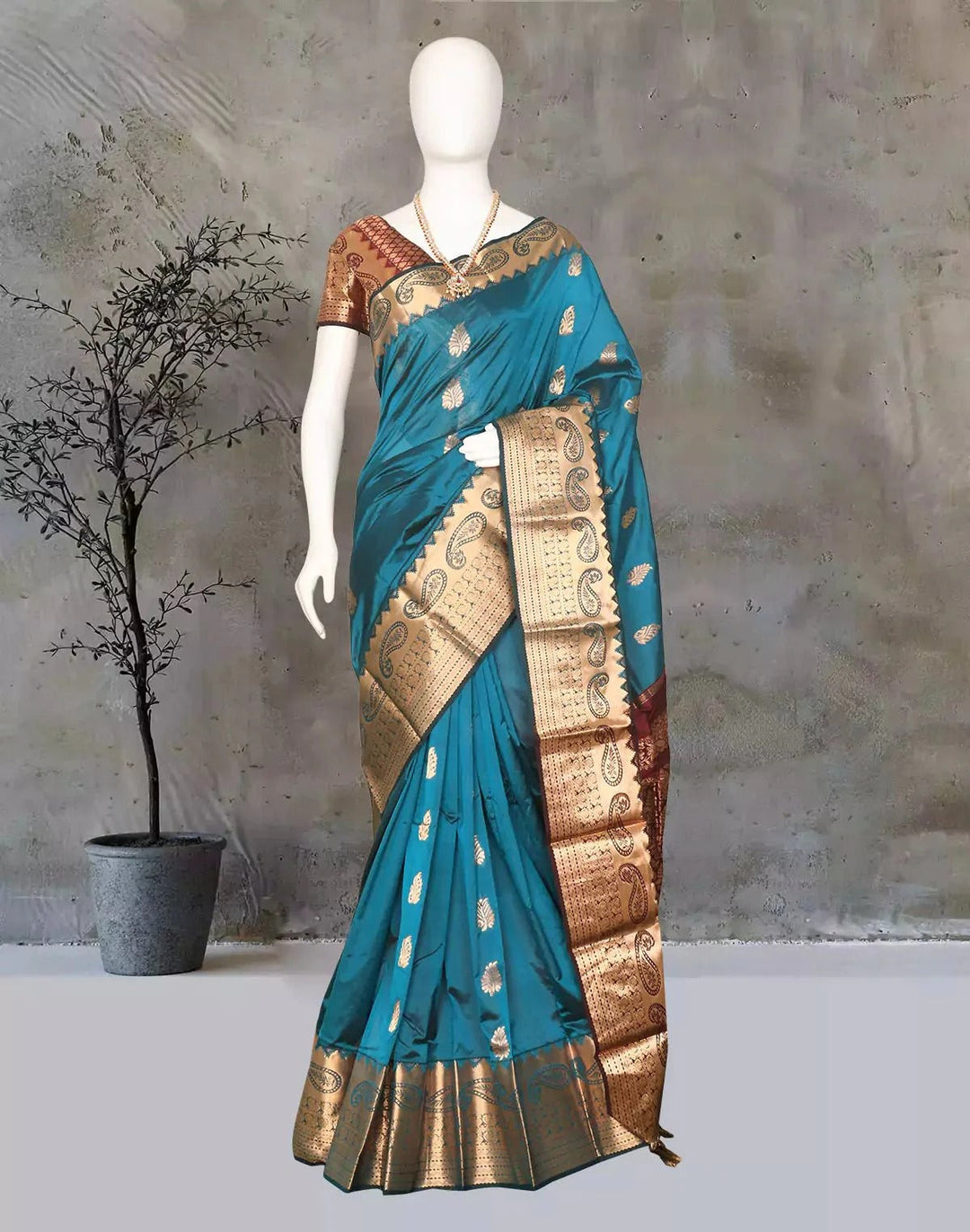 Wedding Wear Peacock Blue Color Soft Silk Saree