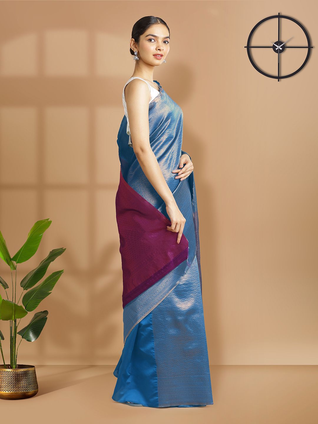 Wedding Wear Peacock Blue Color Soft Silk Saree