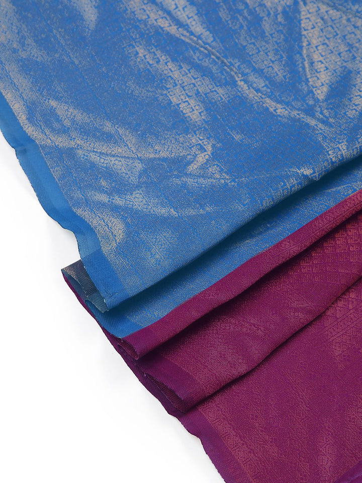 Wedding Wear Peacock Blue Color Soft Silk Saree