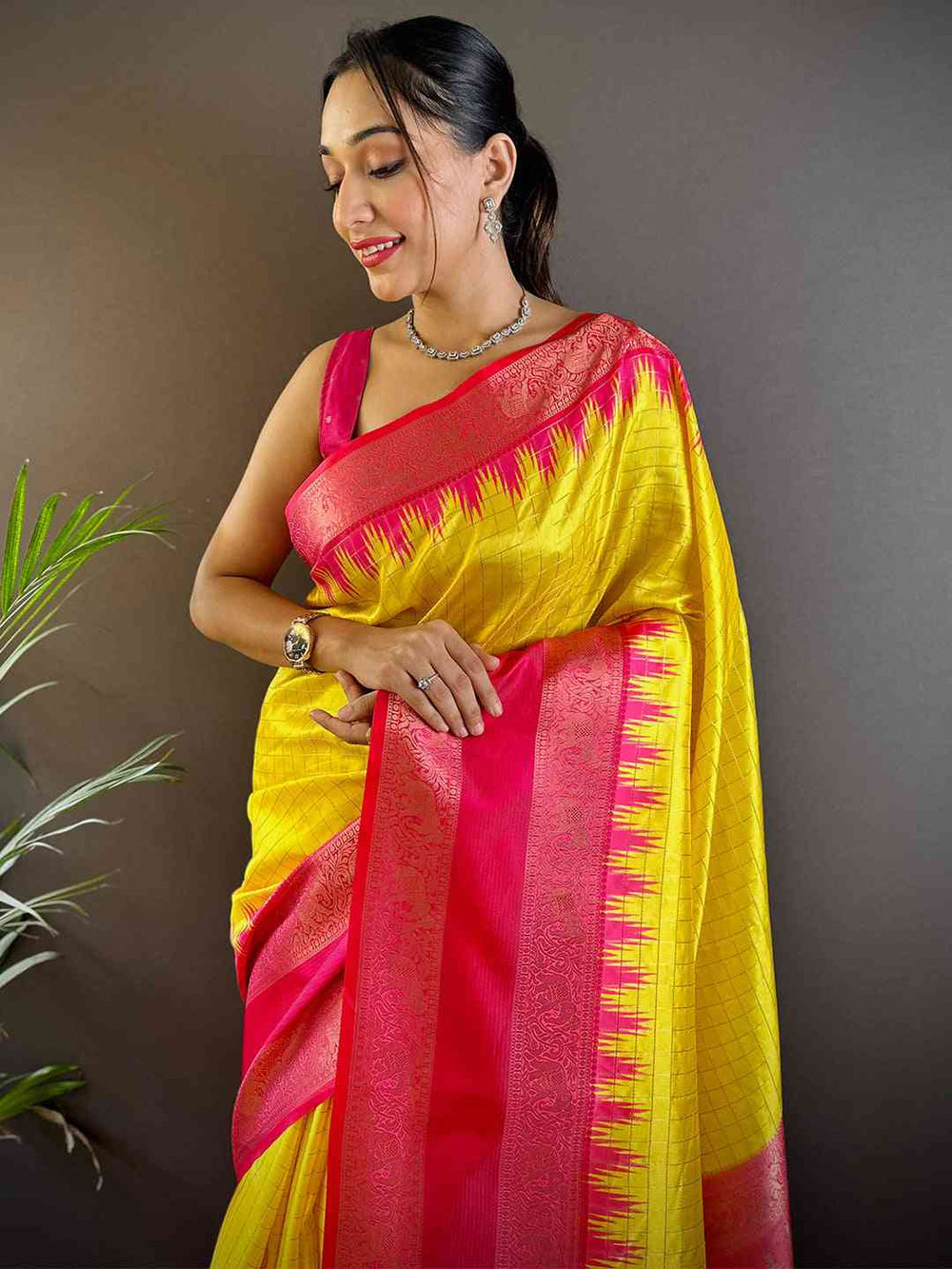 Wedding Wear Pink And Yellow Color Soft Silk Saree