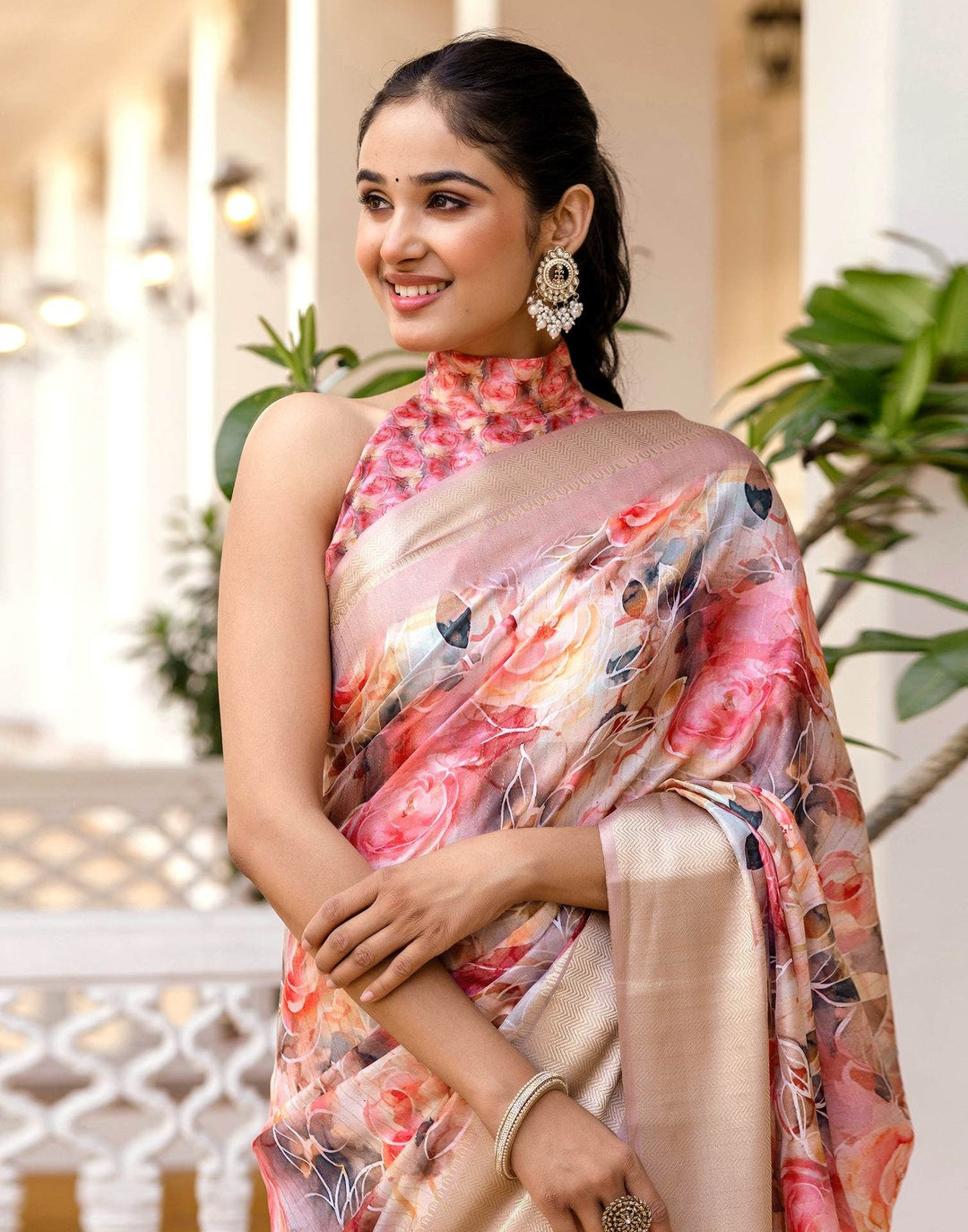 Wedding Wear Pink Color Soft Silk Woven Border Printed Saree