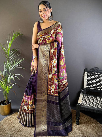 Wedding Wear Purple Color Soft Silk Saree