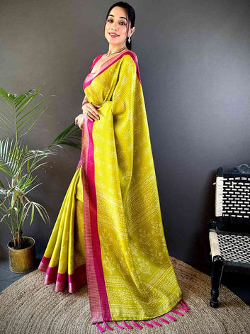Wedding Wear Radiant Yellow Color Soft Silk Saree