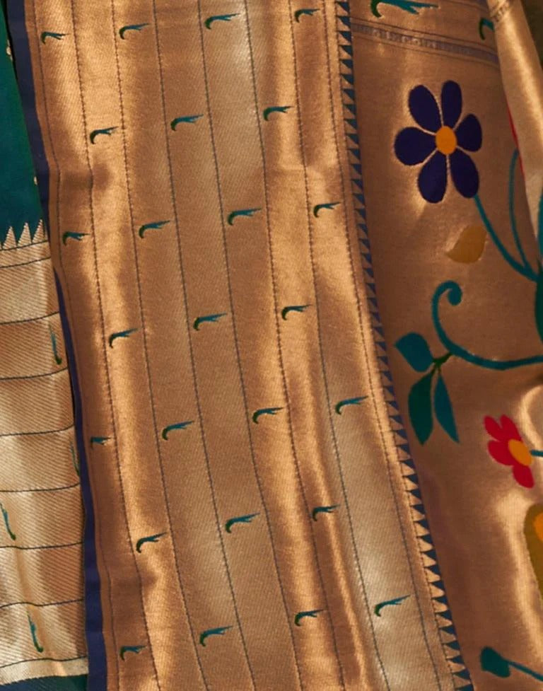 Wedding Wear Rama Green Color Soft Silk Saree