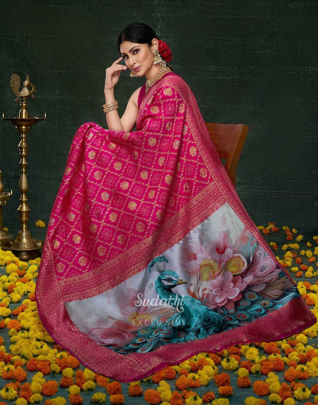 Wedding Wear Rani Pink Color Banarasi Saree