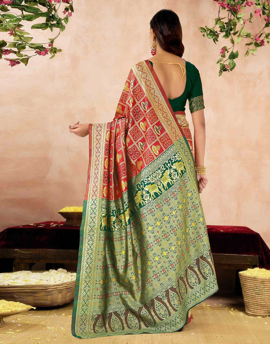 Wedding WearRed Color Banarasi Silk Woven Patola Saree