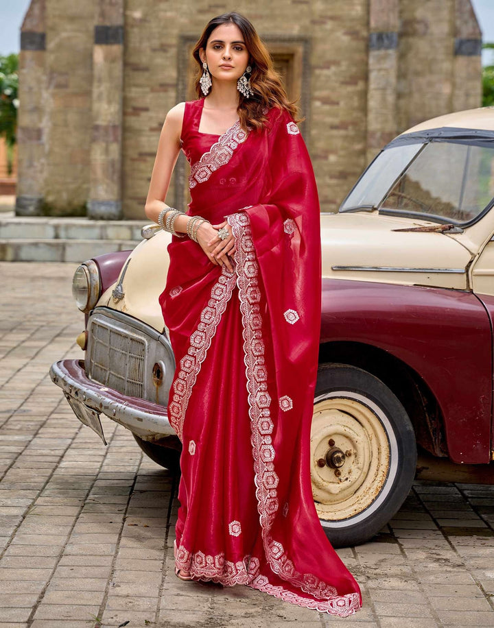 Wedding Wear Red Color Soft Silk Saree
