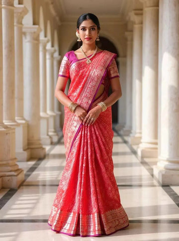 Wedding Wear Red Color Soft Silk Saree