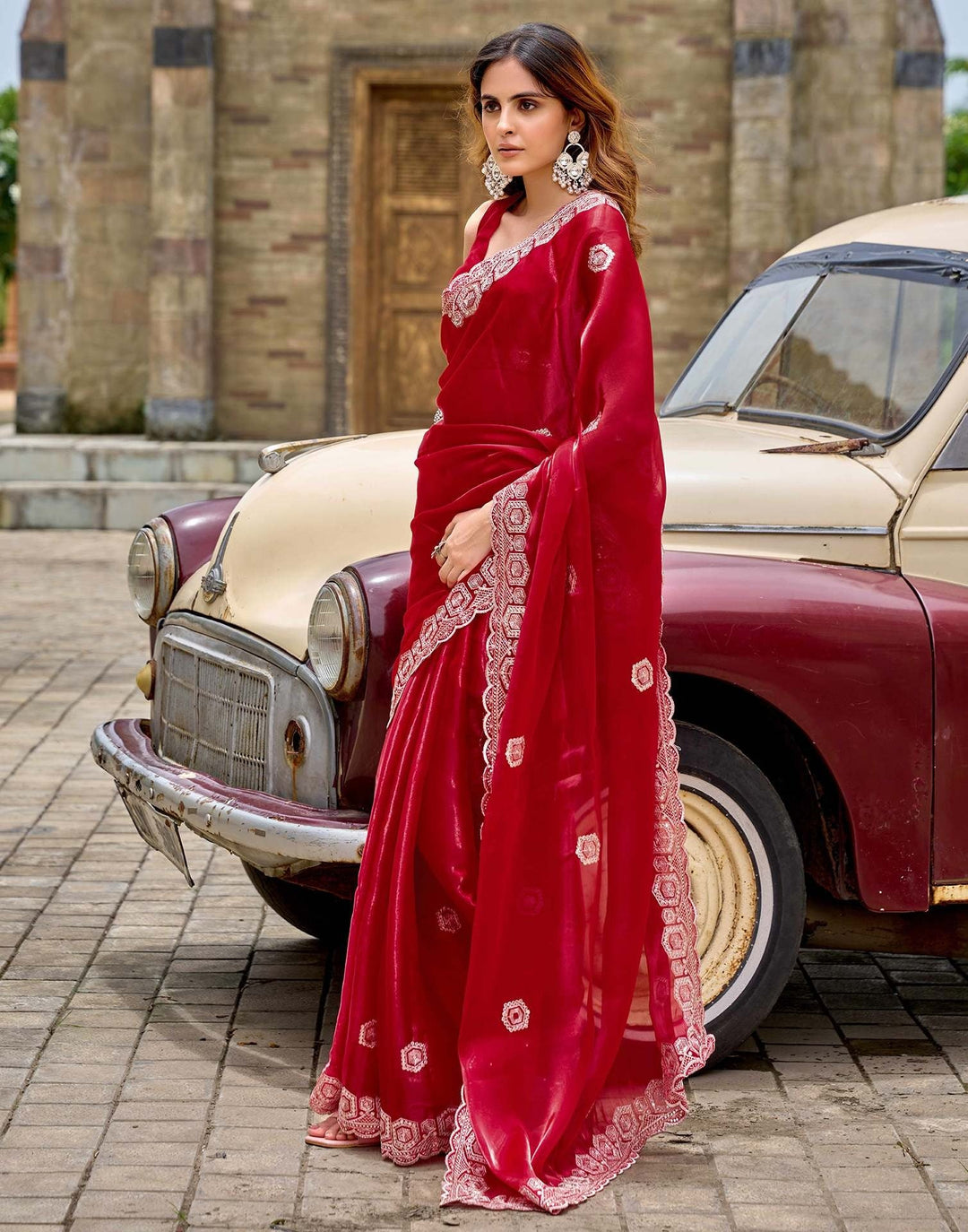 Wedding Wear Red Color Soft Silk Saree