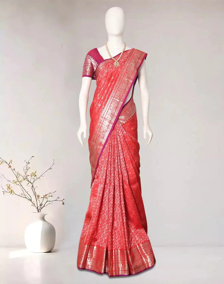 Wedding Wear Red Color Soft Silk Saree