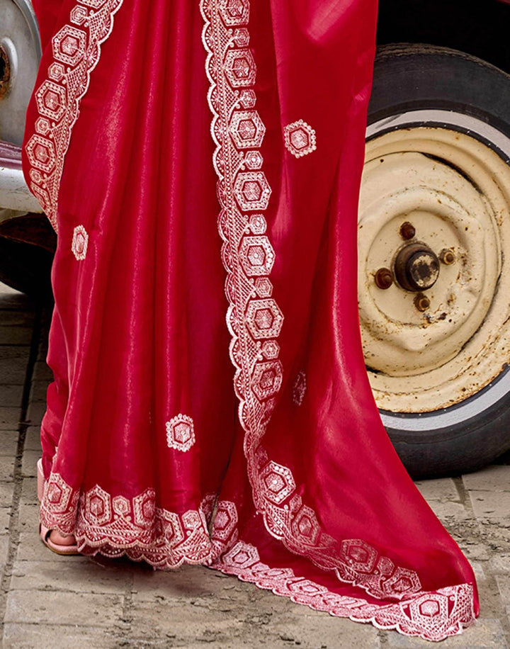 Wedding Wear Red Color Soft Silk Saree
