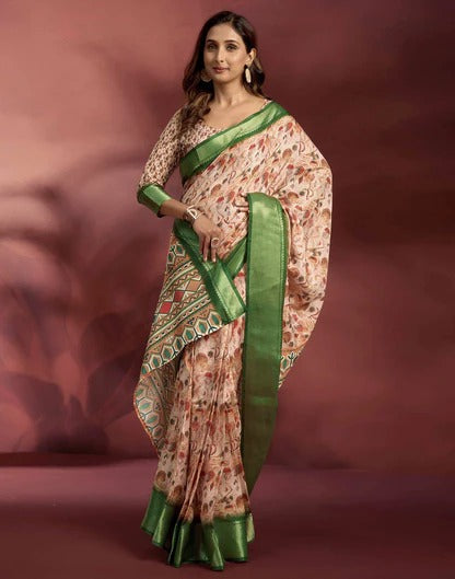 Wedding Wear Rose Pink Color Soft Silk Printed Saree