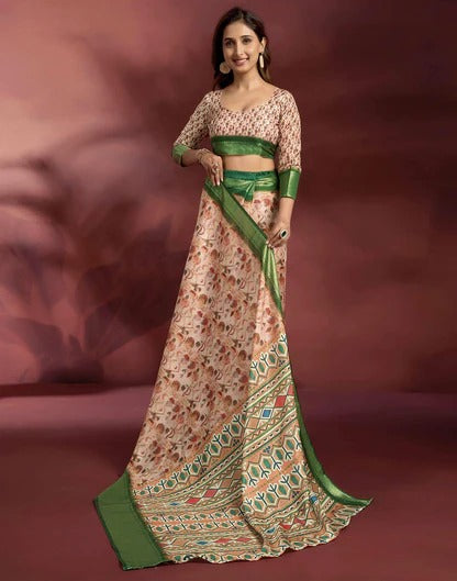Wedding Wear Rose Pink Color Soft Silk Printed Saree