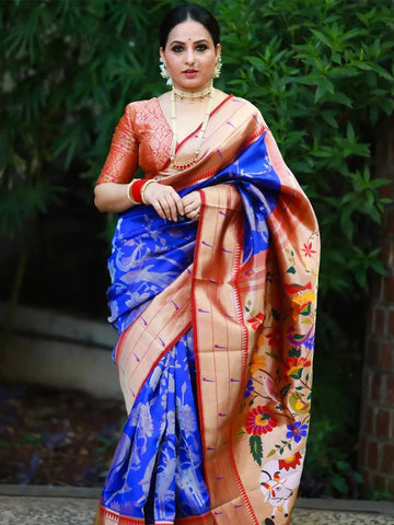 Wedding Wear Royal Blue Color Soft Silk Saree