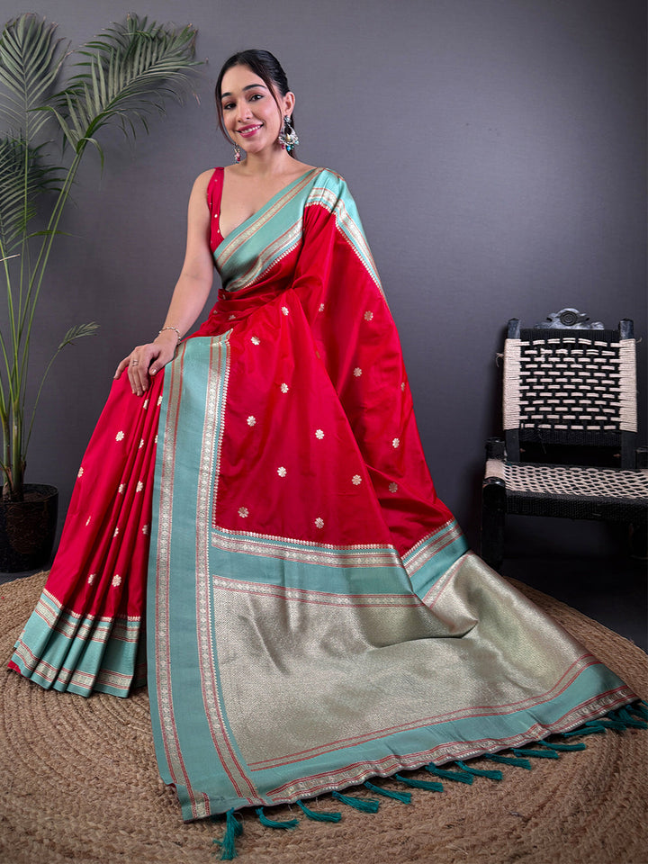 Wedding Wear Royal Red Color Soft Silk Saree