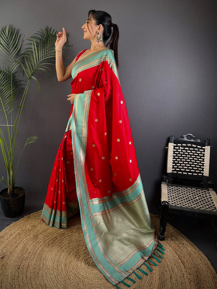 Wedding Wear Royal Red Color Soft Silk Saree