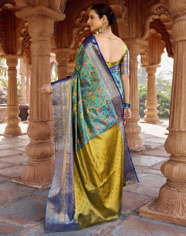 Wedding Wear Sky Blue Color Kanjivaram Silk Saree
