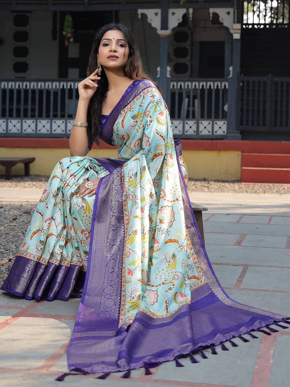 Wedding Wear Sky Blue Color Soft Silk Saree