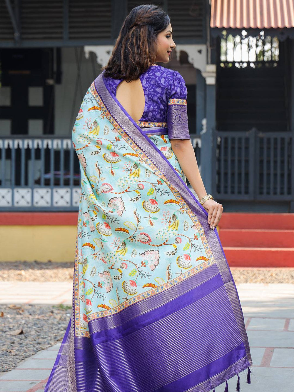 Wedding Wear Sky Blue Color Soft Silk Saree
