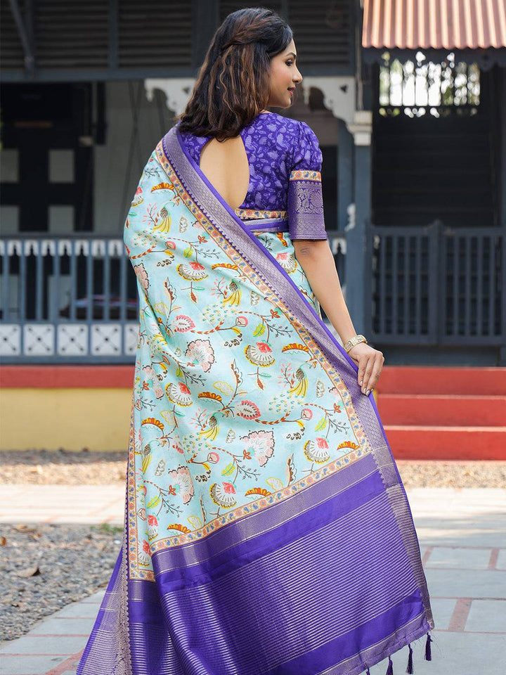 Wedding Wear Sky Blue Color Soft Silk Saree