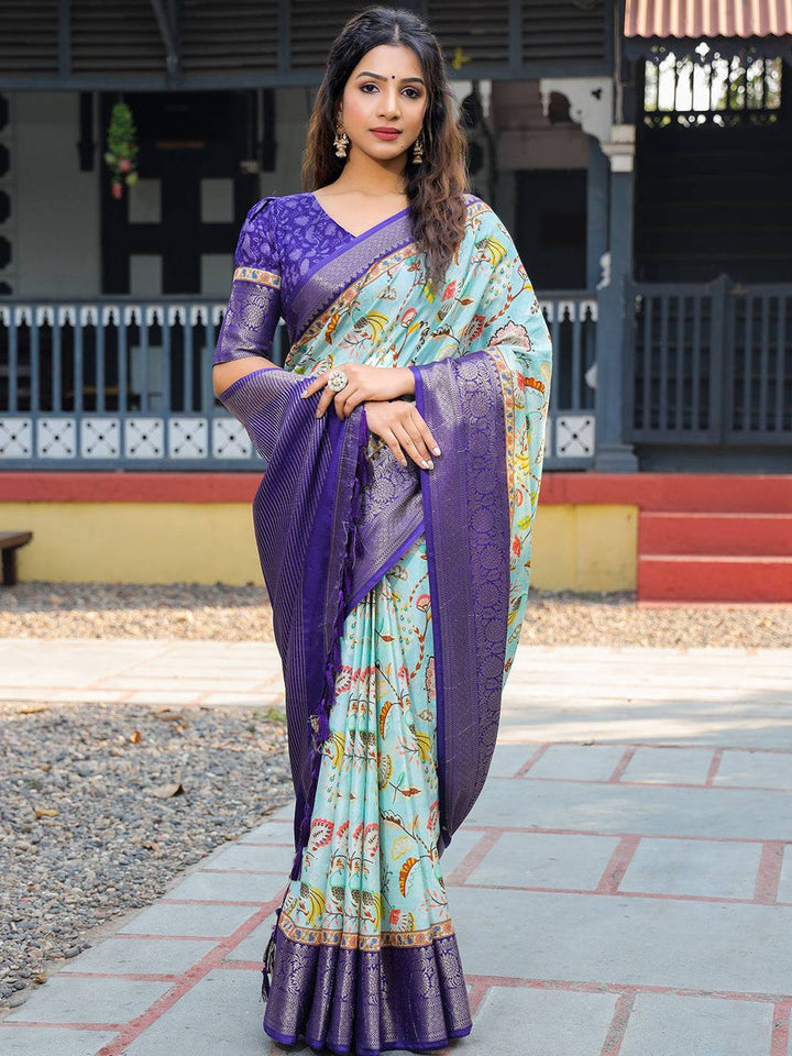 Wedding Wear Sky Blue Color Soft Silk Saree