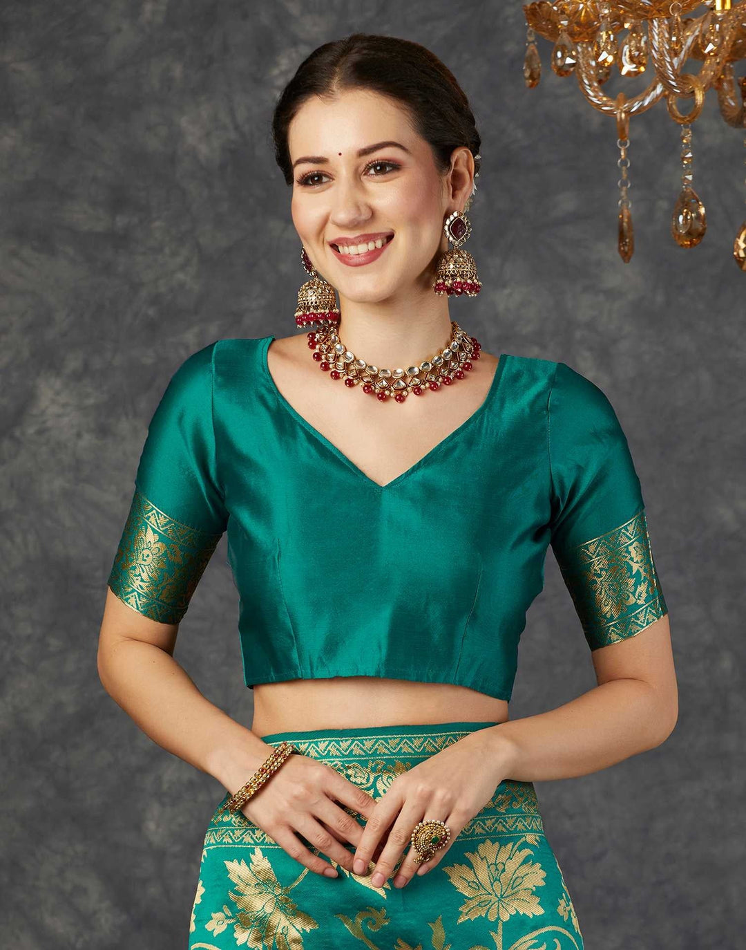 Wedding Wear Teal Green Color Banarasi Saree