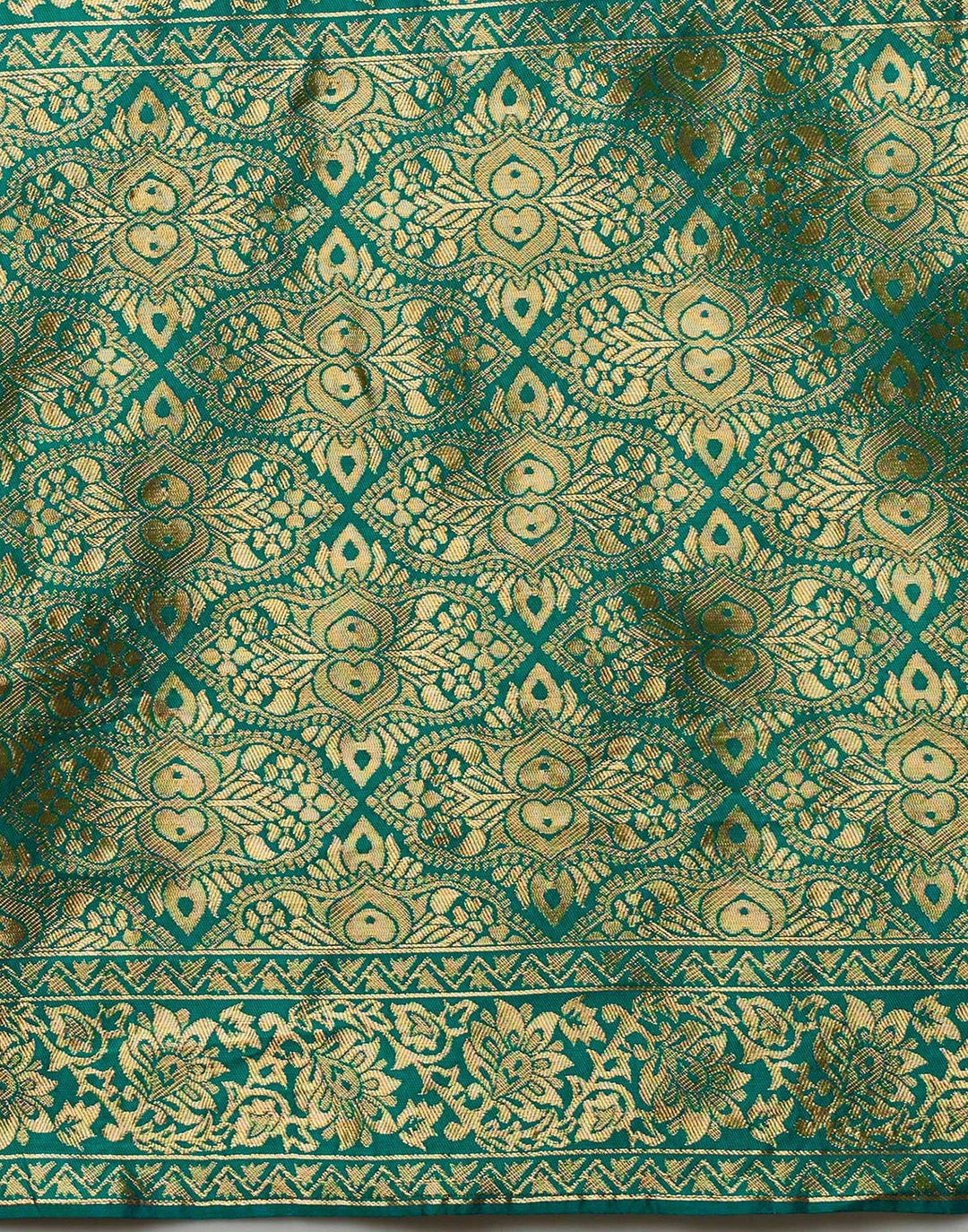 Wedding Wear Teal Green Color Banarasi Saree