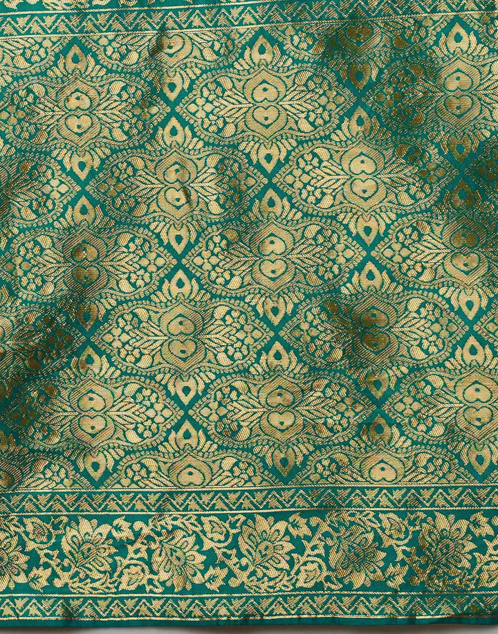Wedding Wear Teal Green Color Banarasi Saree