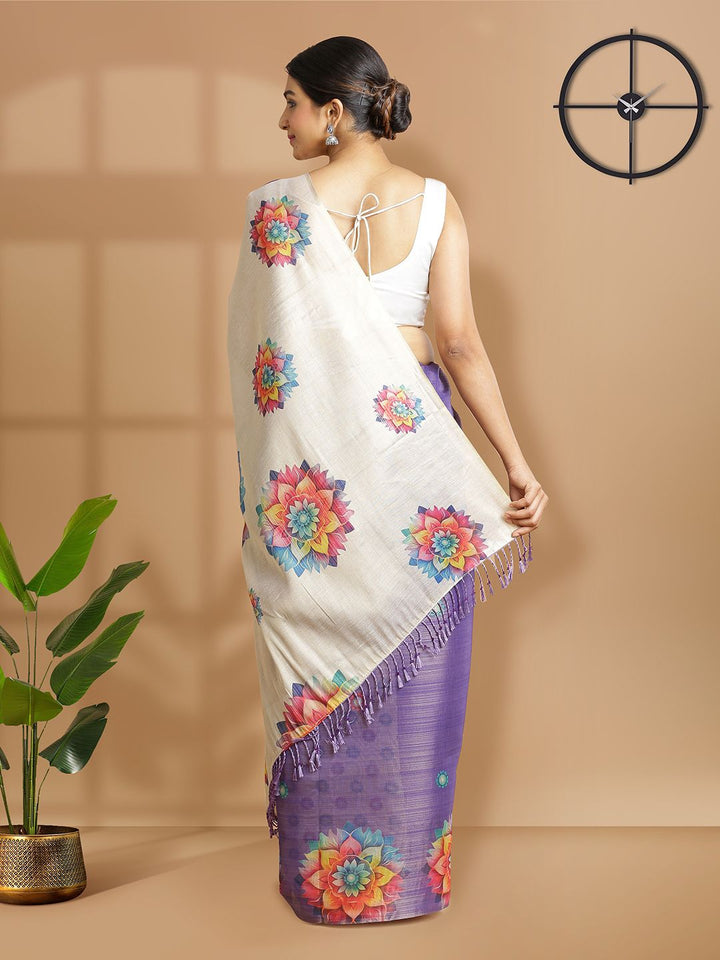 Wedding Wear Violet Color Tissue Silk Saree
