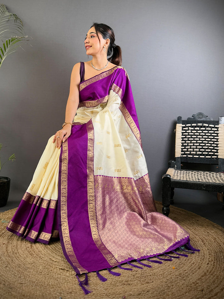 Wedding Wear White Color Soft Silk Saree