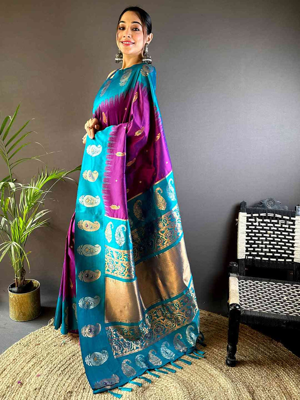 Wedding Wear Wine Color Soft Silk Saree